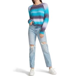 BB Dakota By Steve Madden Women's Ombre Crew Neck Sweater, Blue Ombre, XL